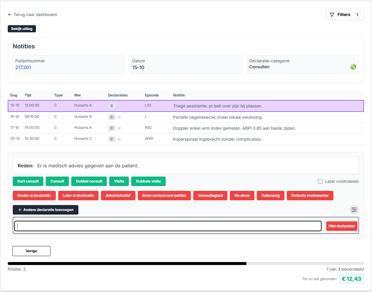 Validatie interface voorbeeld